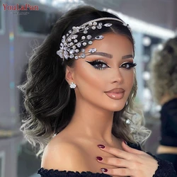 YouLaPan Rhinestone Bridal Hair Hoop Pearl Bridesmaid Headwear Wedding Hair Accessories Prom Headpiece Women Party Jewelry HP582