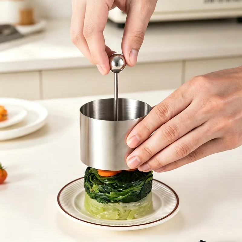 Stainless Steel Food Plating Molds Round Heart‑Shape Press Mould for Cold Dish Meat Pie Taro Paste Mousse Cake Kitchen Decor T
