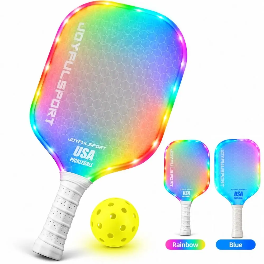 LED Lighting Pickleball Paddles Carbon Fiber Frosted Surface Pickleball Rackets Lightweight Non-slip Grip Pickle Ball Paddle