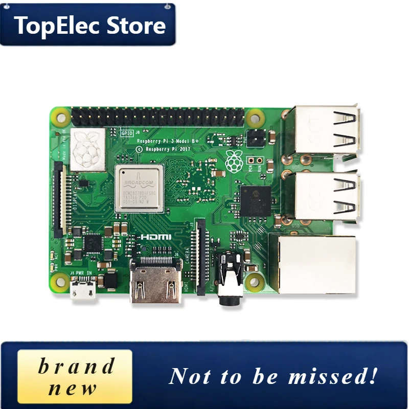 TopElec Original Element14 Raspberry Pi 3 Model B/B+ Plus 3B+   BCM2837 1.2G Raspberry Pi 3 With 2.4G & 5G WIFI 4.2 Bluetooth An