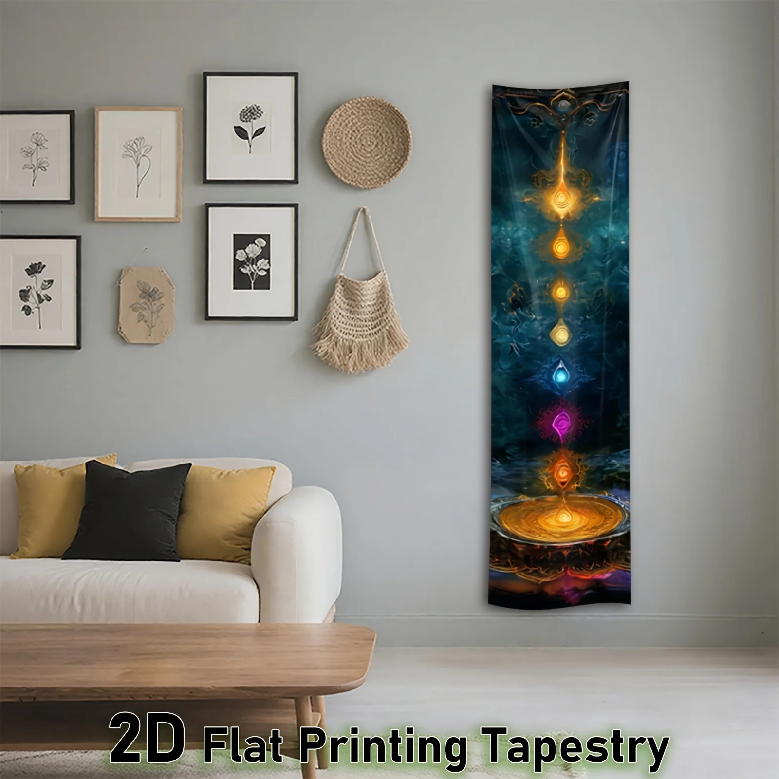 Tapestry Wall Decor Tapestry Custom Printed chakra energy tapestry, colorful mandala tapestry, bedroom yoga studio wall