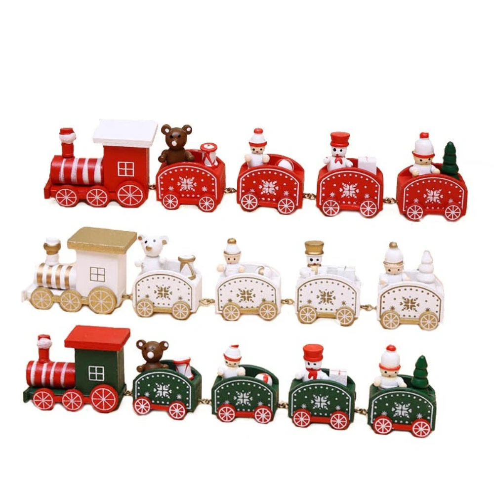 

European-style Christmas Decorations Christmas Wooden Trains Christmas Festival Gifts Window Displays Xmas Party Toys Crafts
