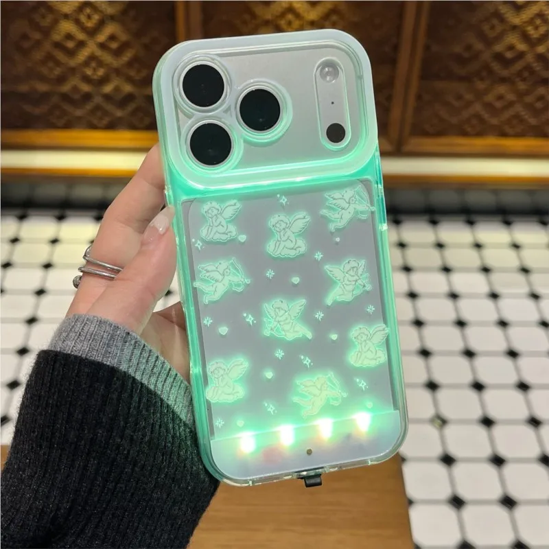 unique angel With Luminous Flash Phone Case For Samsung Galaxy S25 Ultra S24 Ultra Galaxy A35 A36 A55 A56 fashion trend Cover
