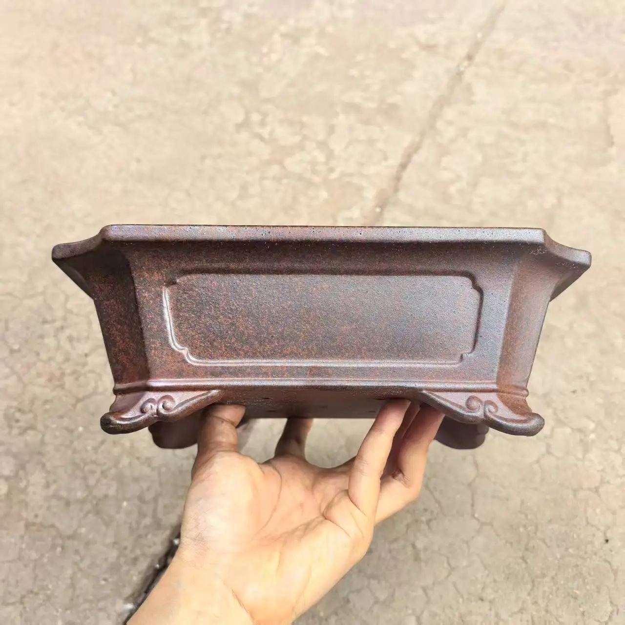 Yixing Unglazed Bonsai Pot Wood-fired Style Rectangle Shape