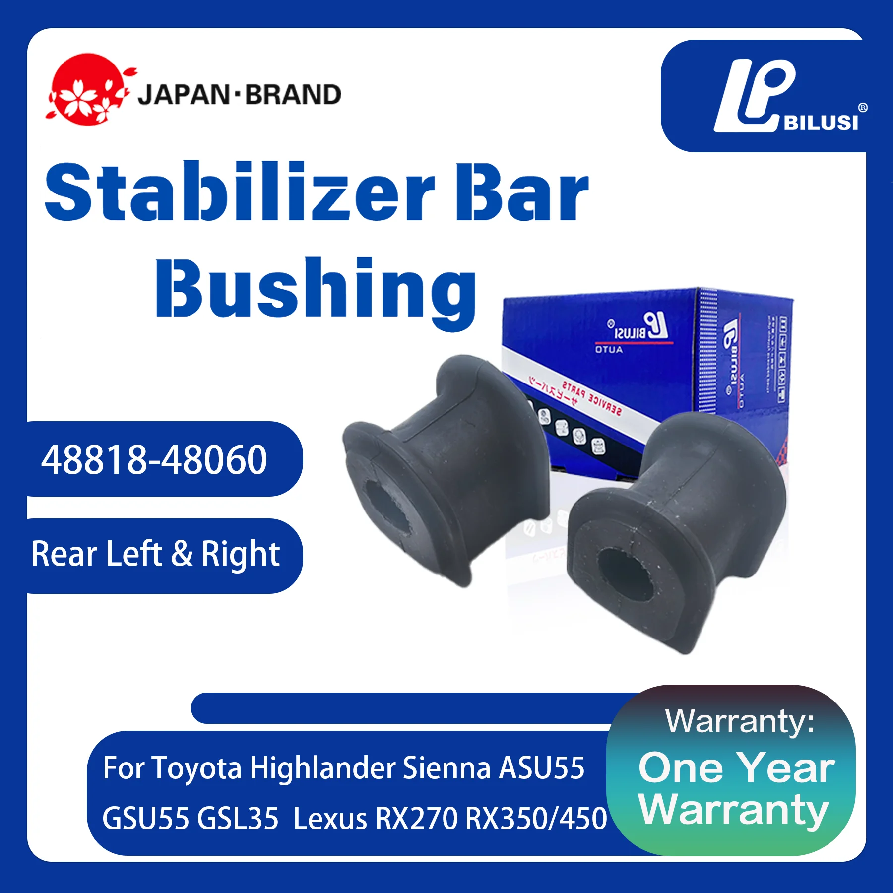 

Bilusi OE: 48818-48060 Втулка задней левой/правой стабилизатора для Toyota Highlander Sienna ASU55 LEXUS RX270/350/450H 2008-2012