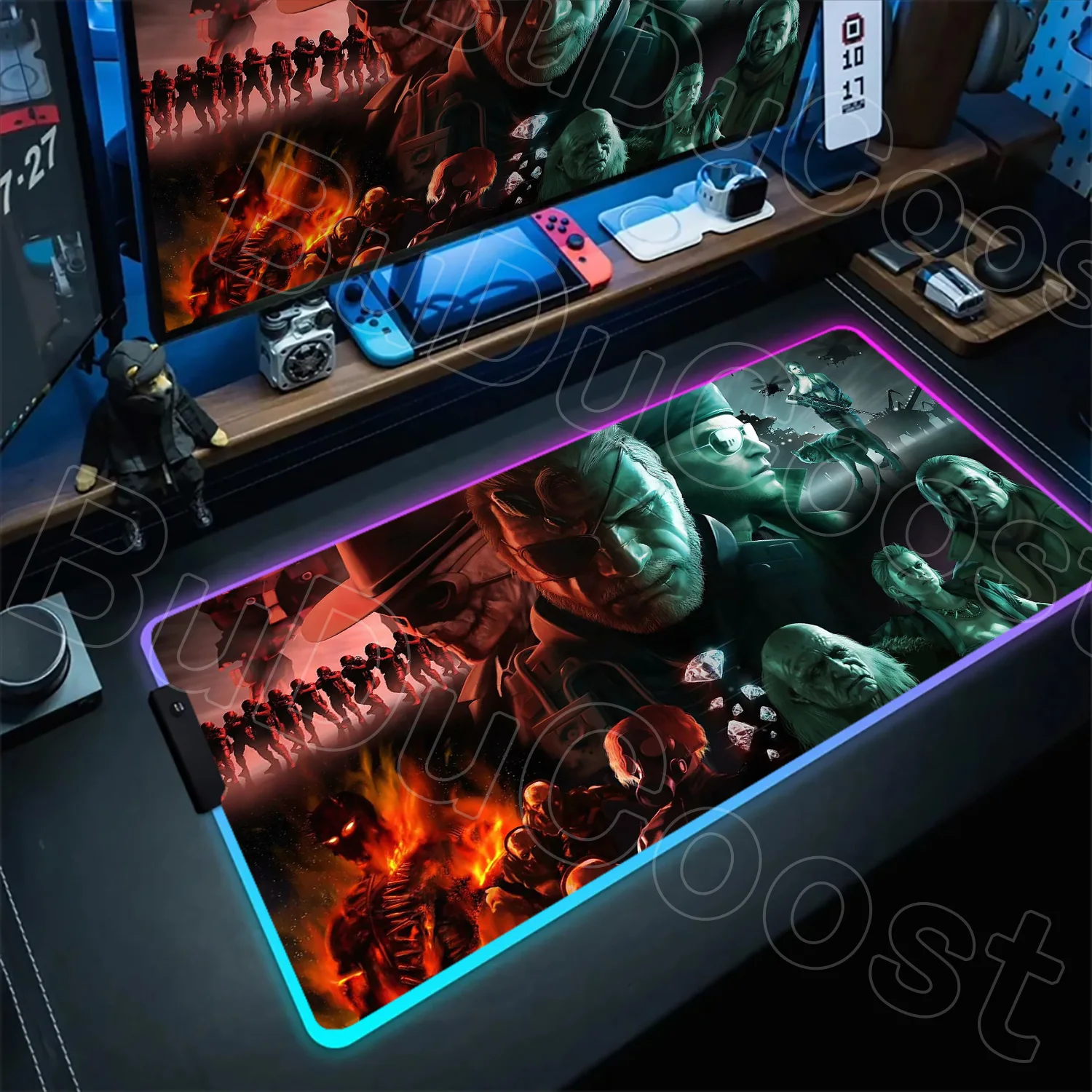 แผ่นรองเมาส์ RGB Metal Gear Solid ขนาด 1200×600 มม. อุปกรณ์เสริมสำหรับคีย์บอร์ดคอมพิวเตอร์ แผ่นรองกันลื่นสำหรับเมาส์ แผ่นรองเมาส์สำหรับแล็ปท็อป พีซี เกมมิ่ง แผ่นรองเมาส์สำหรับโต๊ะทำงาน