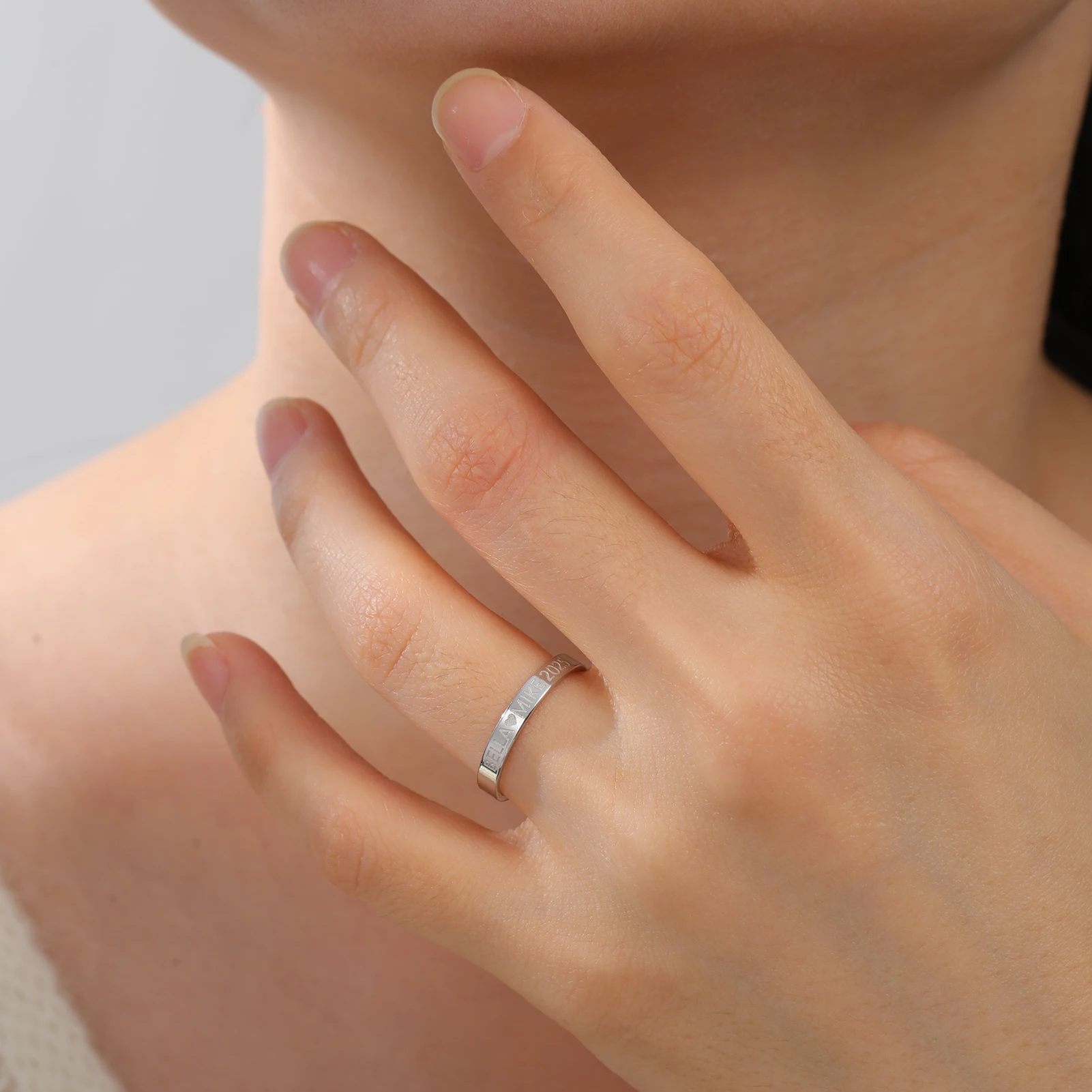 Lemegeton Bague avec nom personnalisé pour Couples, anneau empilable en acier inoxydable, nom gravé, cadeaux personnalisés pour la fête des pères, 2/3/6mm