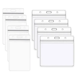 10pcs Transparent Vinyl Plastic ID Card Clear Stand Horizontal Name Tag Waterproof Name Plate Office Supplies