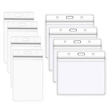 Carte d'identité en plastique vinyle Transparent, support Transparent, étiquette nominative horizontale, plaque nominative étanche, fournitures de bureau, 10 pièces