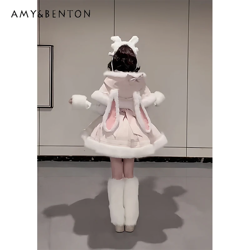 

Japanese Style Heavy Craft Elegant Women's Cape 2025 Autumn Winter New Original Design Cute Bow Lolita Princess Dress Set Ladies