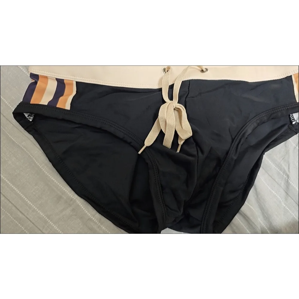 men's unilateral zipper small boxer swimming trunks cup low waist beach hot spring sports swimming trunks 15024zb-15024