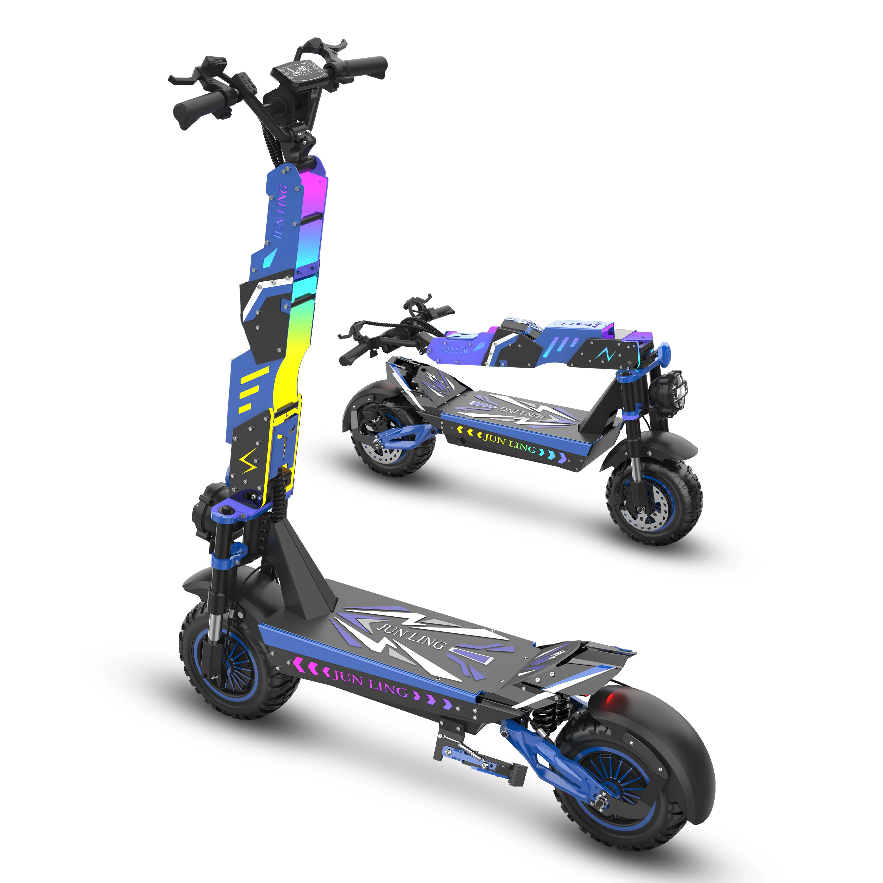 

Электросамокат JL80 для бездорожья - скорость до 40 миль/ч, два двигателя по 6000 Вт, для взрослых, аккумулятор 60В30Ач, запас хода 50 миль, 12-дюймовые внедорожные шины