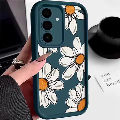 Cartoon Sunflower Case For Samsung Galaxy S25 Ultra A56 A55 A54 5G A36 A35 A34 A26 A25 A16 A15 S20 FE S21 S22 S23 S24 Ultra Capa