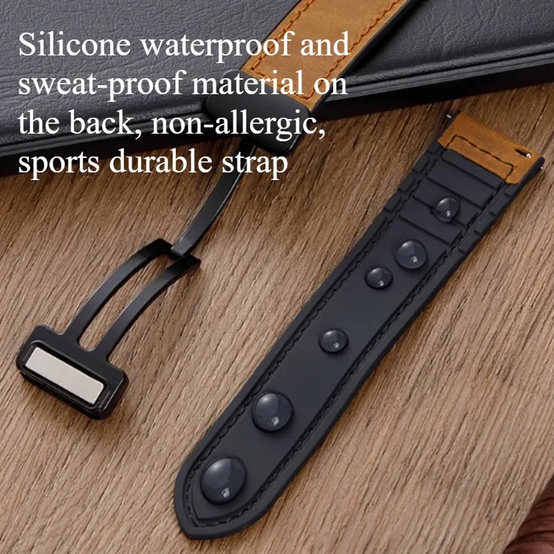 22mm Leather Strap for OnePlus Watch 2 Wear-resistant Wristband for OPPO Watch X 4 Pro Bracelet for Realme Watch 3 S Pro Bands image 2