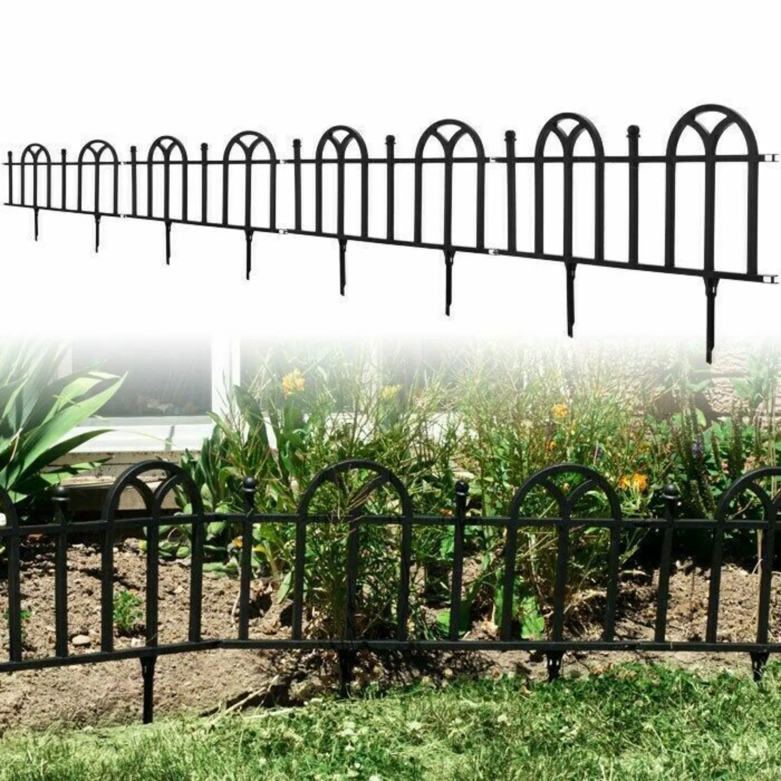 

US Garden border fence set, 8 feet long x 10 inches high-