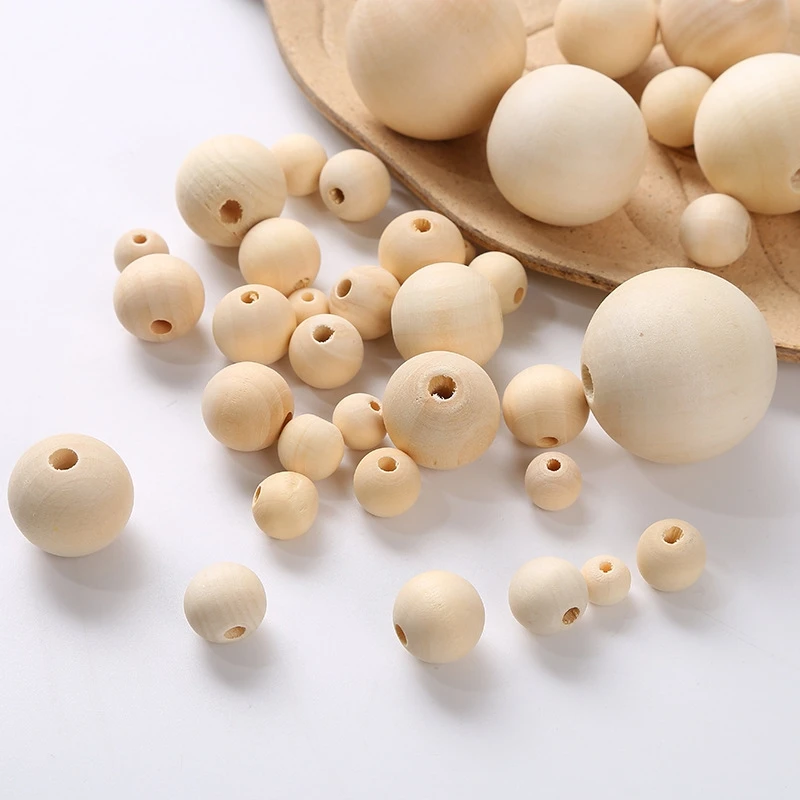 

6-20mm Natural Wood Beads Round Wooden Ball Spacer Loose Beads For DIY Crafts Ornament Making Handmade Accessories Home Decor