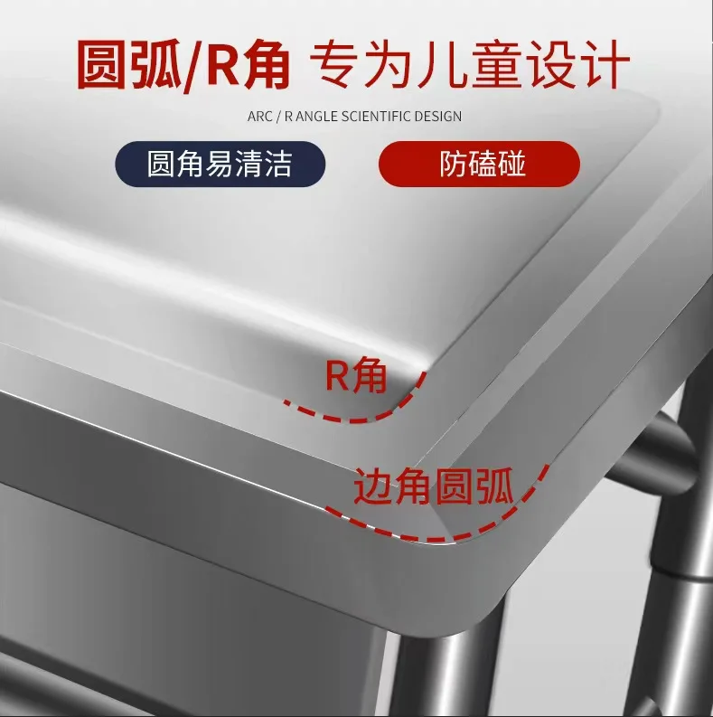 Stainless Steel Single/Double/Triple-Compartment Sink For Children's Hand-Washing Schools Cafeterias-Modern Minimalist Design