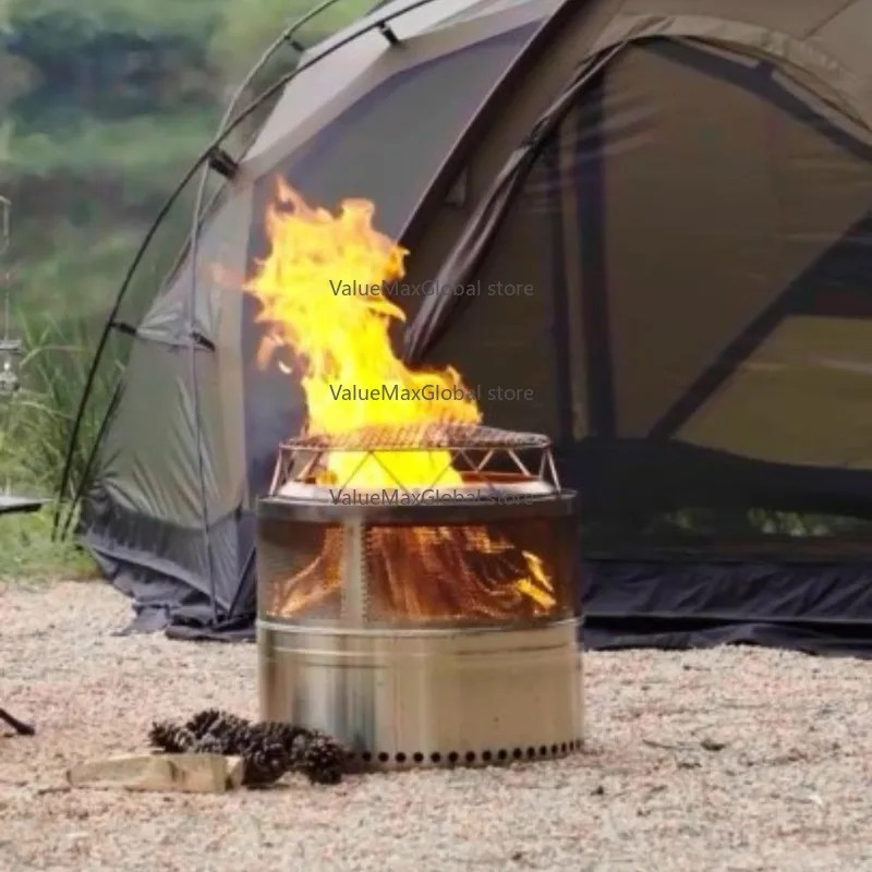 

Portable 10\" Camping Stove Bonfire Grill Fire Pit Stand Cooking Grate Smokeless Fire Pit Accessory Kit for Outdoor Grilling