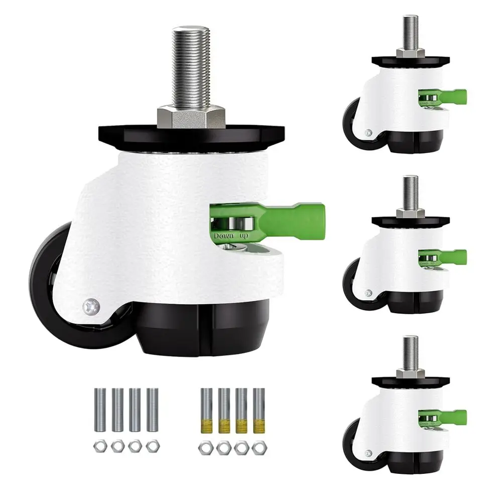 

Heavy Duty Caster Wheels Set of 4, Leveling Stem Casters with Retractable Wheels, 2200 Lbs Capacity, Adjustable Stem Sizes, Ratc