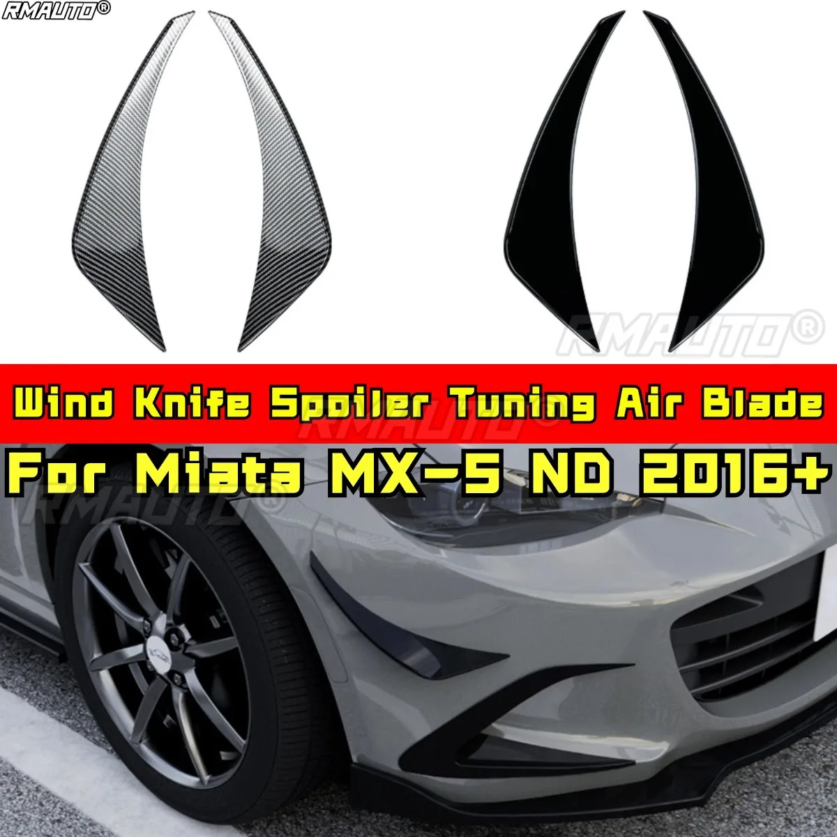 

For Miata MX-5 ND 2016+ Body Kit Wind Knife Spoiler Tuning Air Blade Front Bumper Side Splitter Car Accessories