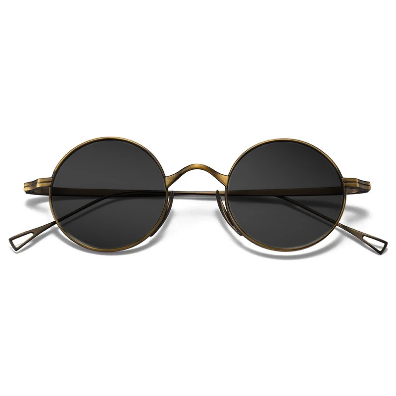 Lunettes de soleil ultra légères en titane pur pour myopie, Vintage, petite monture ronde, pour femmes, rétro, marque de luxe