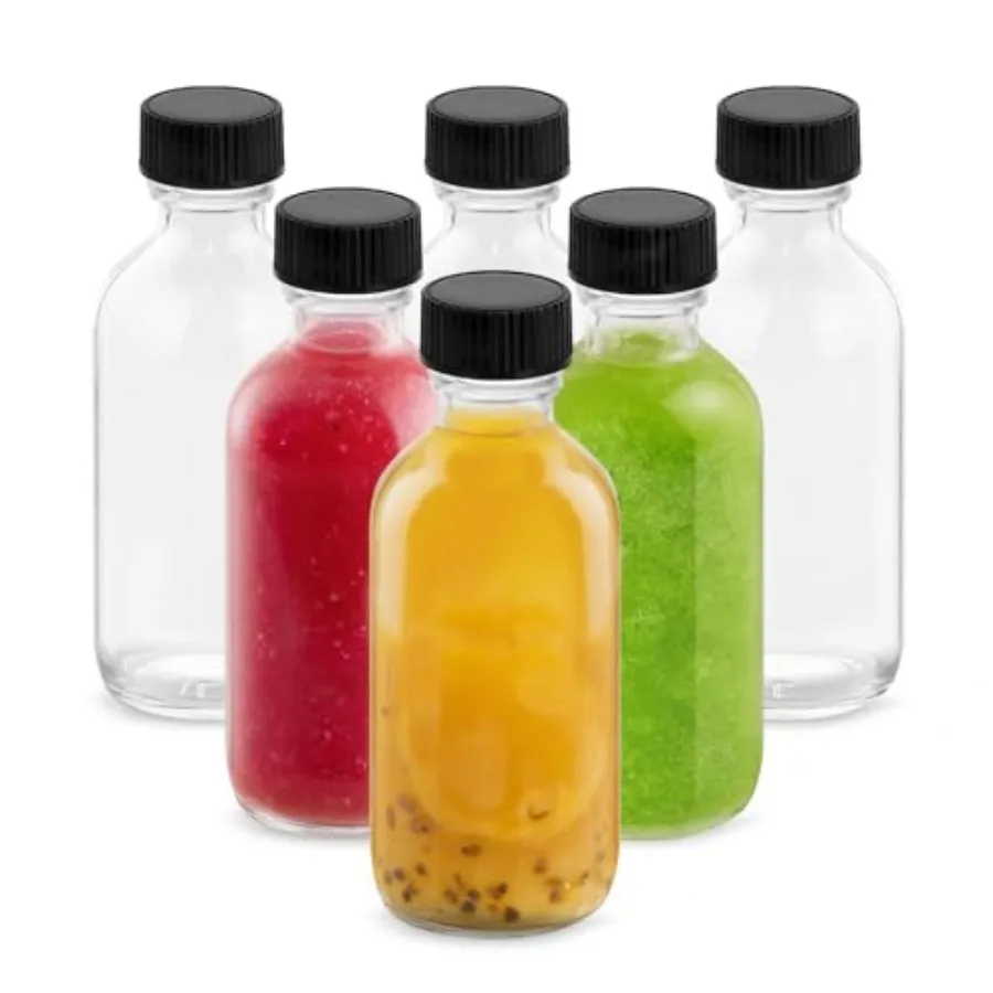 4OZ Small Glass Bottles with Lids and Funnels, 120ml Boston Round Glass Bottles, Leak Proof Mini Travel Bottle, Perfect for Diy