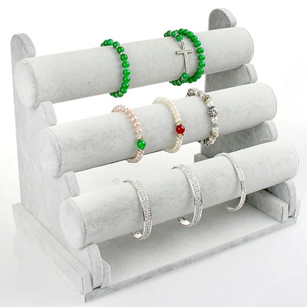 3 Tier Detachable Bracelet Stand Grey Jewelry Display Rack Organizer Scratch Splash Protection Home Shop Display