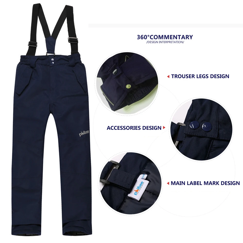 Trẻ Em Trượt Tuyết Phù Hợp Với Trẻ Em Chống Gió Chống Thấm Nước Ấm Bé Gái Bé Trai Tuyết Bộ Yếm Quần Trượt Tuyết Vào Mùa Đông Trượt Ván Trên Tuyết Áo Khoác