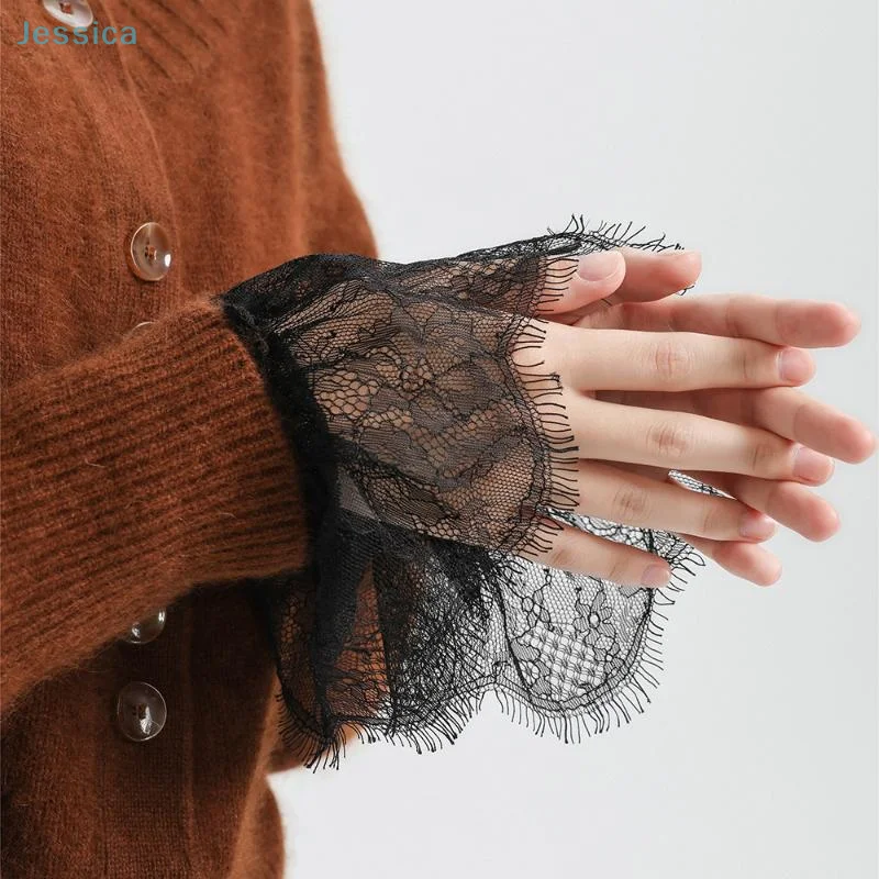 ♥ ♥ ♥ ♥ Polsini pieghettati per abito da sposa con polsini falsi in pizzo staccabile da donna