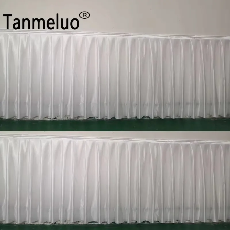 0.75x3M Ice Silk Wedding Table Skirt For Tablecloth Table Cover Wedding Stage White and Black Ice Silk Table Skirting Decoration