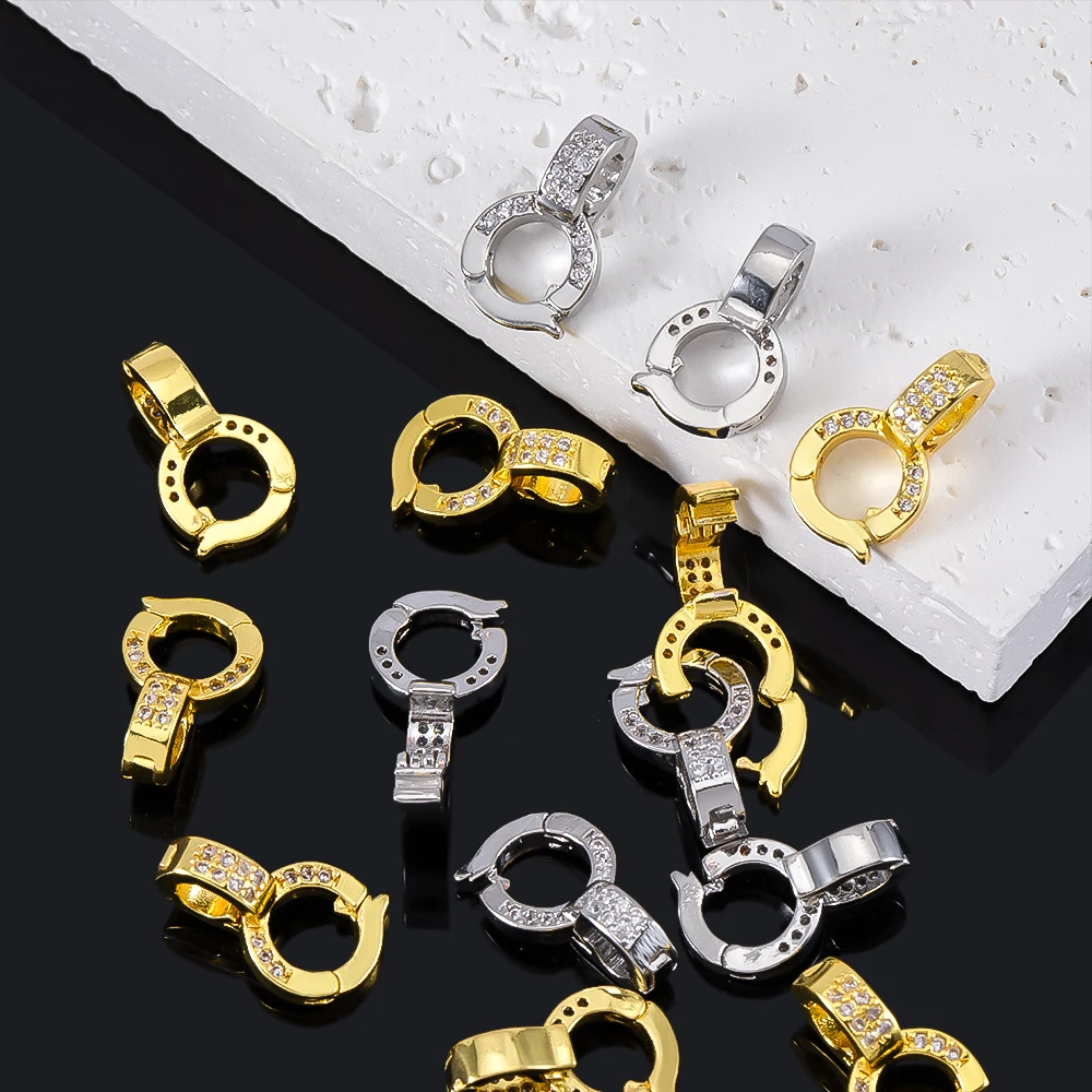 2pcs Round Universal Brass Pendant Clasps With Zircon Inlay Connector For DIY Necklace Pendant Jewelry Making Accessories image 4