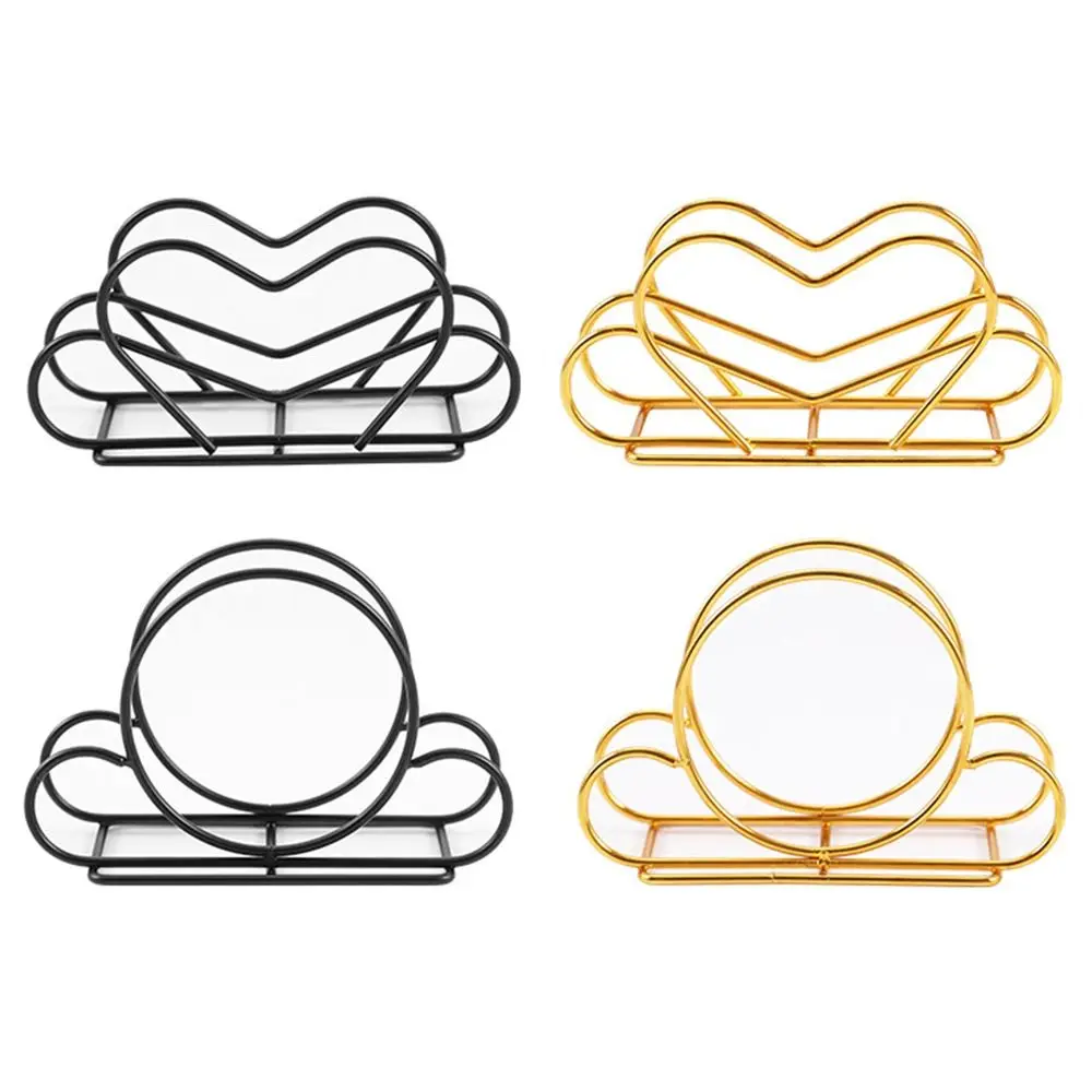 

Heart&Round Cutout Design Metal Napkin Holders Space-Saving Nordic Style Tissue Storage Rack Freestanding Rust-proof