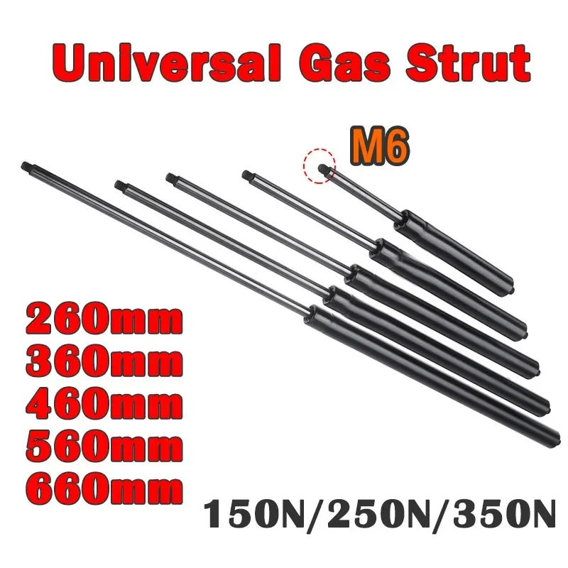 1pc 150N-350N  260-660mm Gas Strut Bars Gas Spring Hood M6 Support Rod Shock Lift for RV Bed Window Bus Caravans