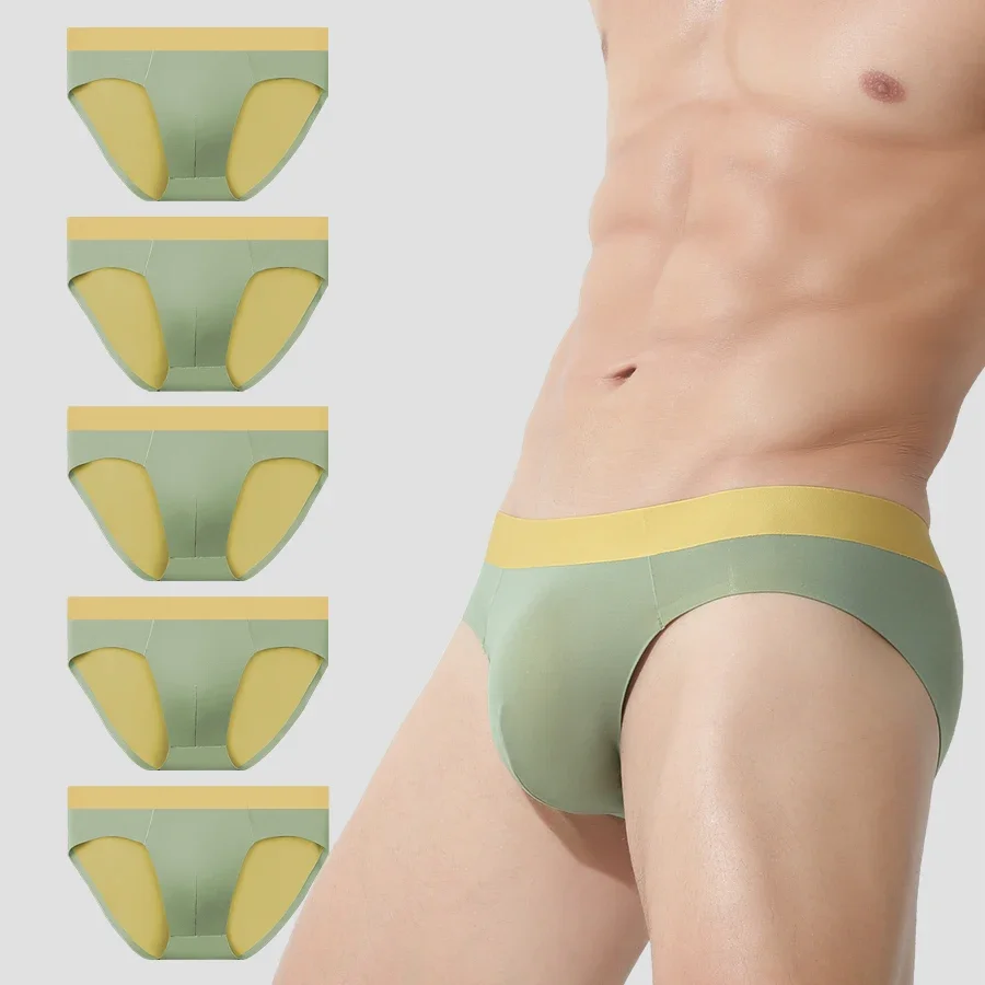 

Нижнее белье 5 шт., мужские двусторонние, бесшовные, летние тонкие, удобные и дышащие шорты, мужские треугольные брюки