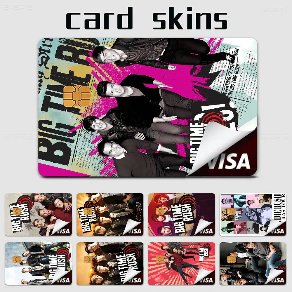 Pegatinas de piel de tarjeta de crédito de dibujos animados de Big Time Rush de Anime para tarjeta bancaria, pegatina de tarjeta de Metro de autobús, regalo impermeable para mujer