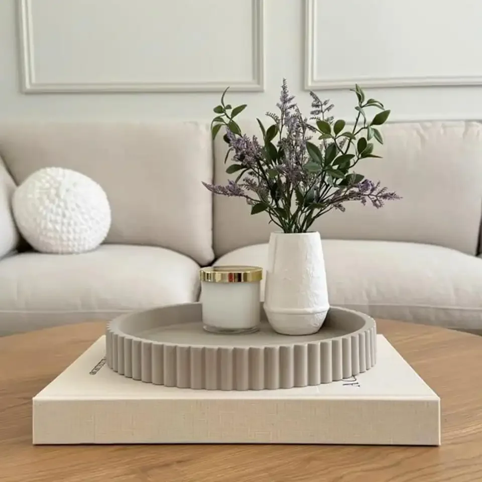 Grooved Ruffle Edge Decorative Bowl - Living Room Shape Coffee Table Bookshelf and Console Table Shape Home Decoration