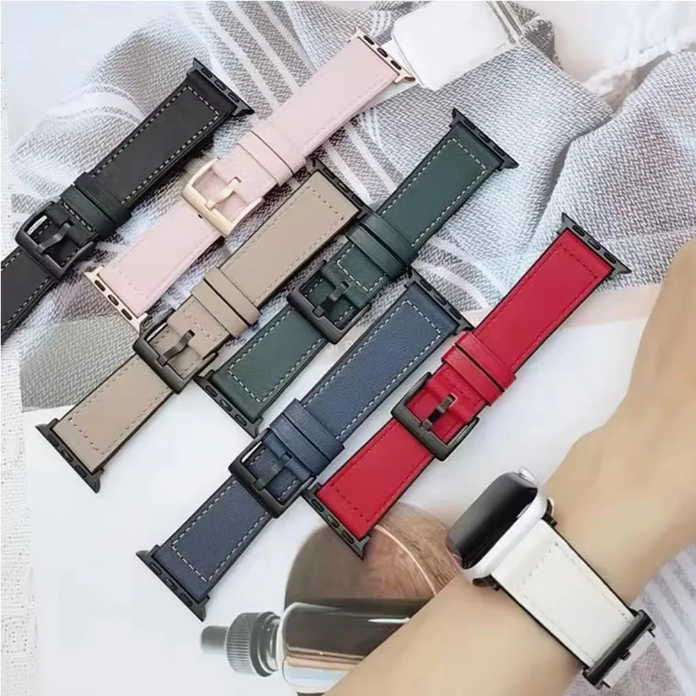 Silicone+Leather Strap For Apple Watch UItra 2 49mm 45mm 40mm 41mm 44mm 42/46mm Men/Women Durable Bracelet iWatch 10 9 8 7 6 5 4
