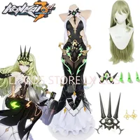 Honkai Impact 3 Mobius Cosplay Costume Backless Fishtail Dress and Apron with Gloves and Mask