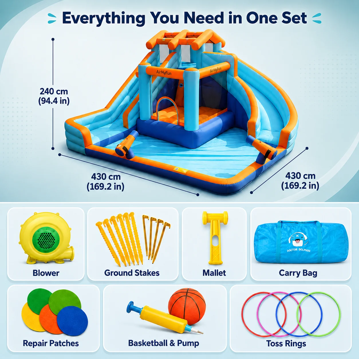 Water Slide for Kids Bounce House Inflatable with Slide and Pool Oxford Inflatable Bouncing Castleglobally accessible