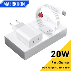 Dual PD Fast Charger USB Type C 20W Quick Charge Power Adapter For iPhone 15 iPad iPod USB C Charger USB Type C Cable For Apple