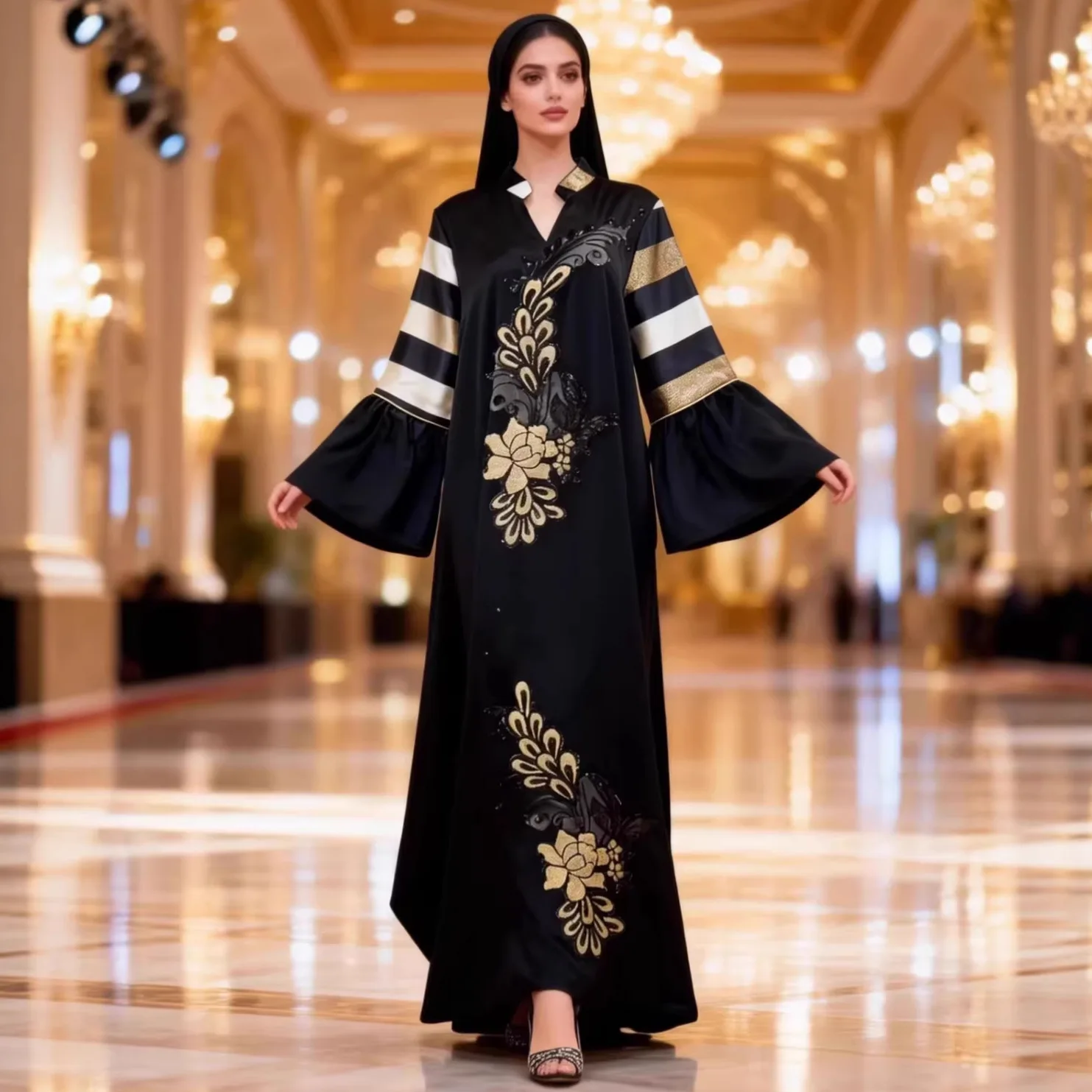 Dress Women Embroidery Abaya Dresses Eid Muslim Party Abayas Ramadan Morocco Vestidos Dubai Jalabiya Kaftan Islam Arab Long Robe