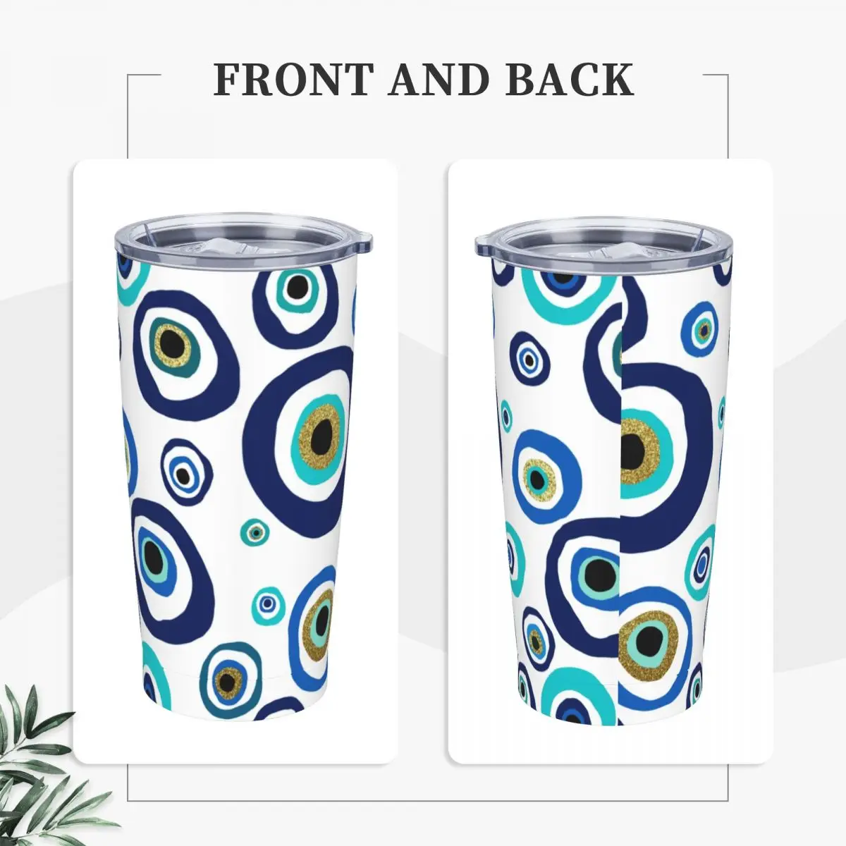 Evil Eye Talisman Insulated Tumbler with Lid Nazar Amulet Lucky Charm Vacuum Coffee Mugs Office Home Hot Cold Drinks Cups, 20oz