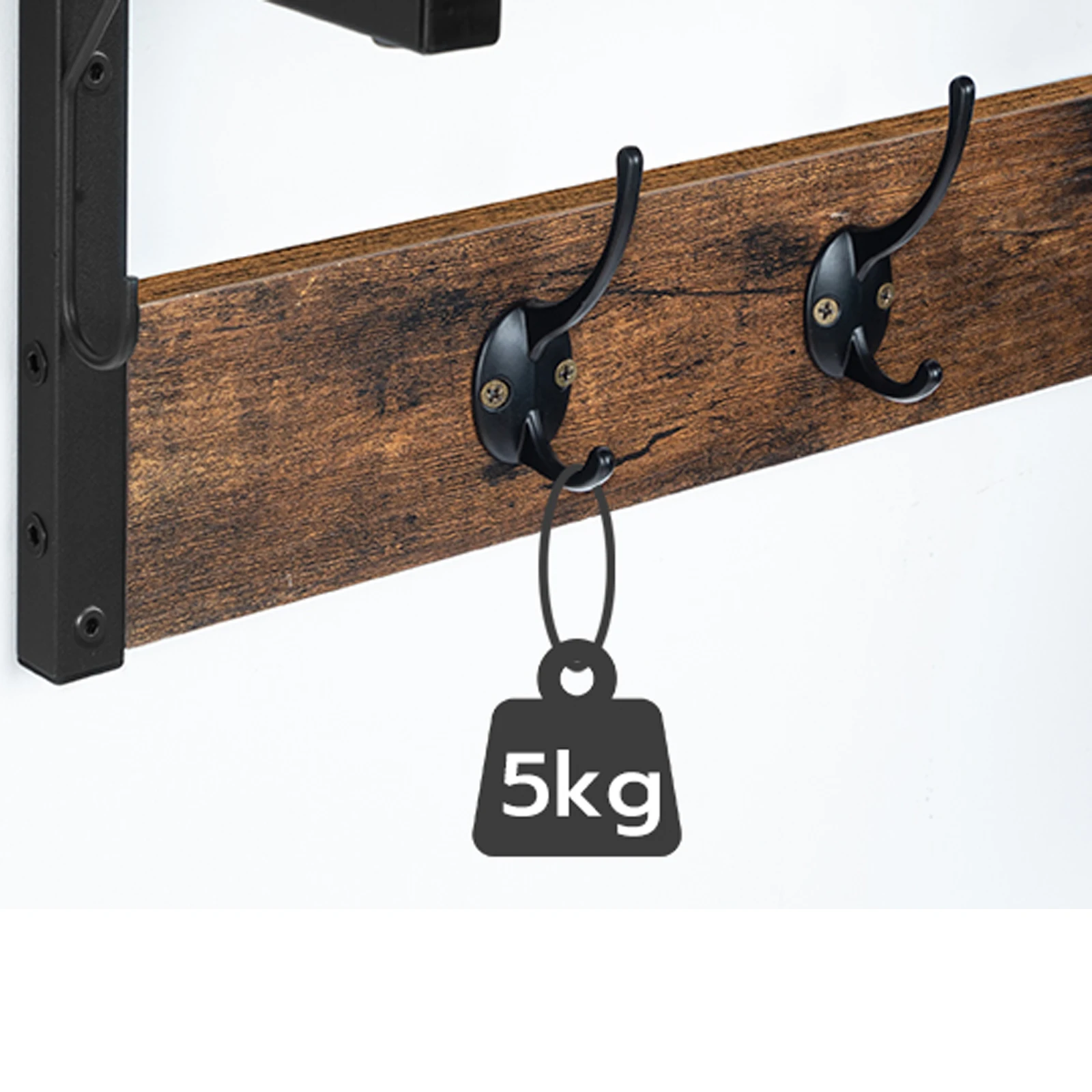 HOOBRO Wall Coat Rack Wall Shelf with 7 Hooks and Shelf Hallway Coat Rack Hanging Shelf with Coat Hook For Living Room Kitchen