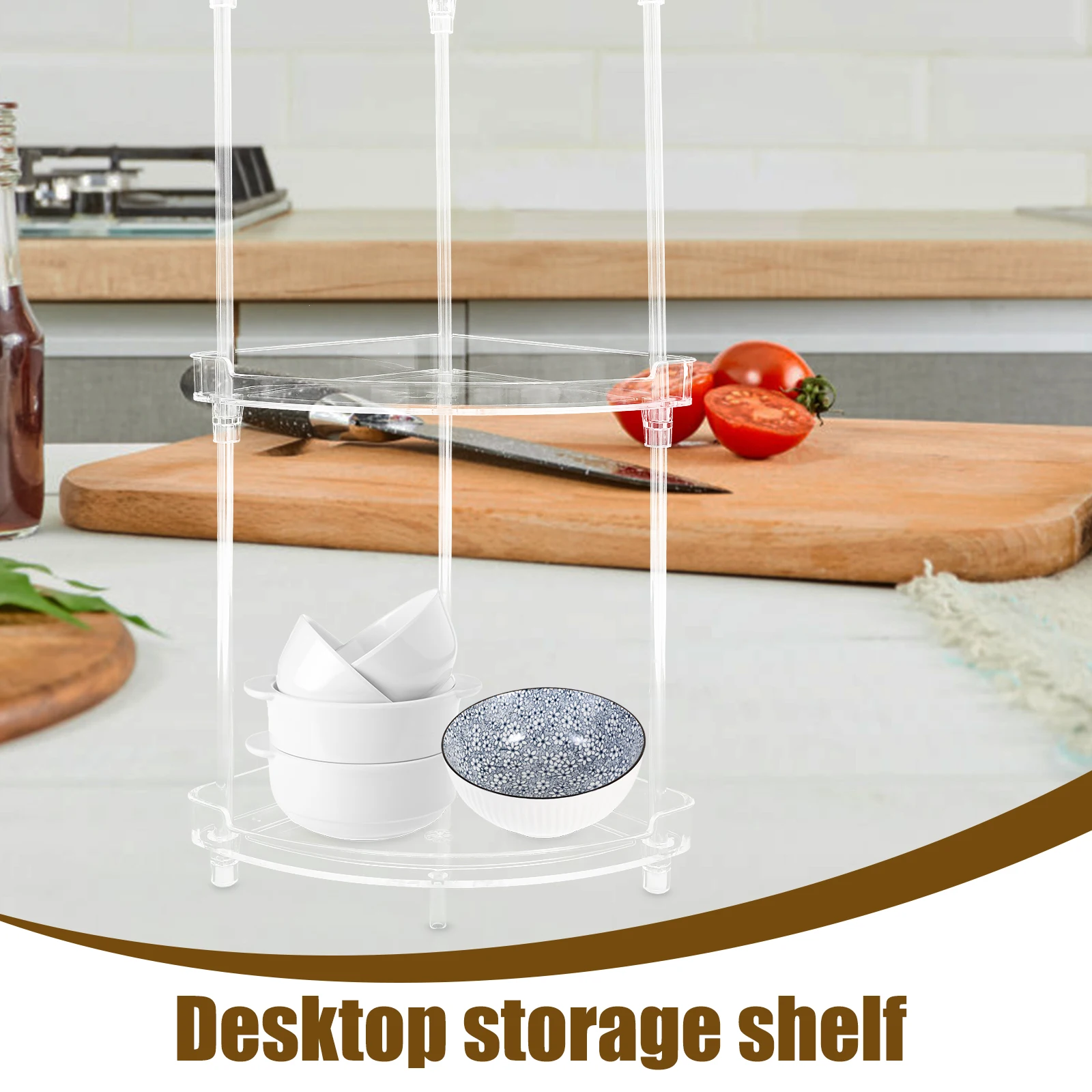 

Stable Desktop Storage Shelf Bathroom Countertop Organizer Multi-Layer Makeup Vanity Rack Corner Stand For Home Kitchen Bedroom
