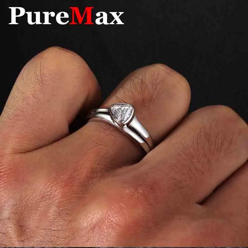 2024 New D Color Moissanite Rings Gift for Man Original 925 Sterling Silver Jewelry Man's Trillion Moissanite Diamond Ring