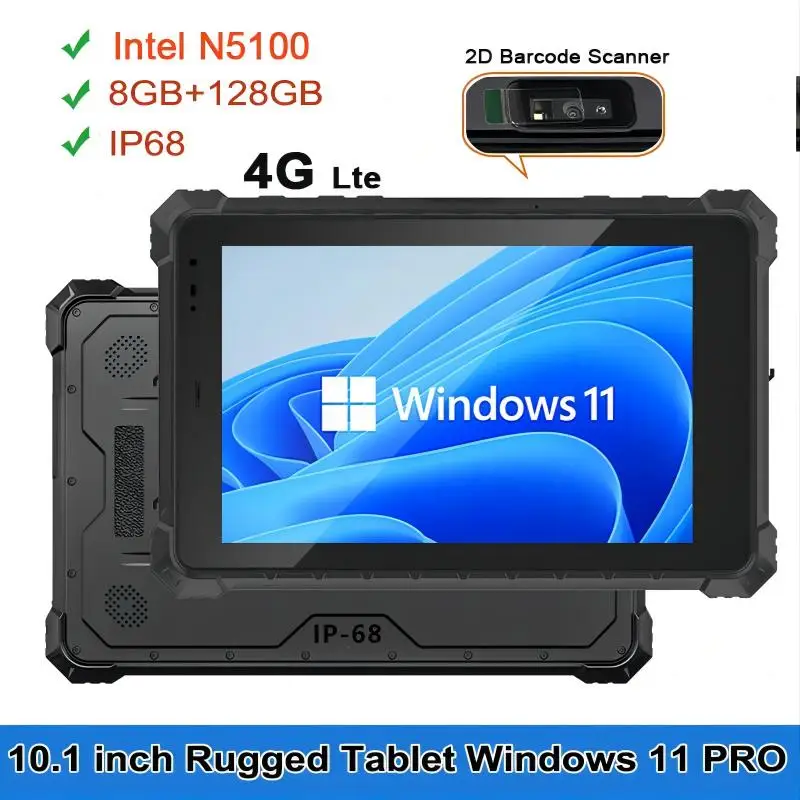 

Original Industrial Rugged Windows 11 Tablet PC Intel N5100 8G RAM 128G ROM IP68 Waterproof RS232 RJ45