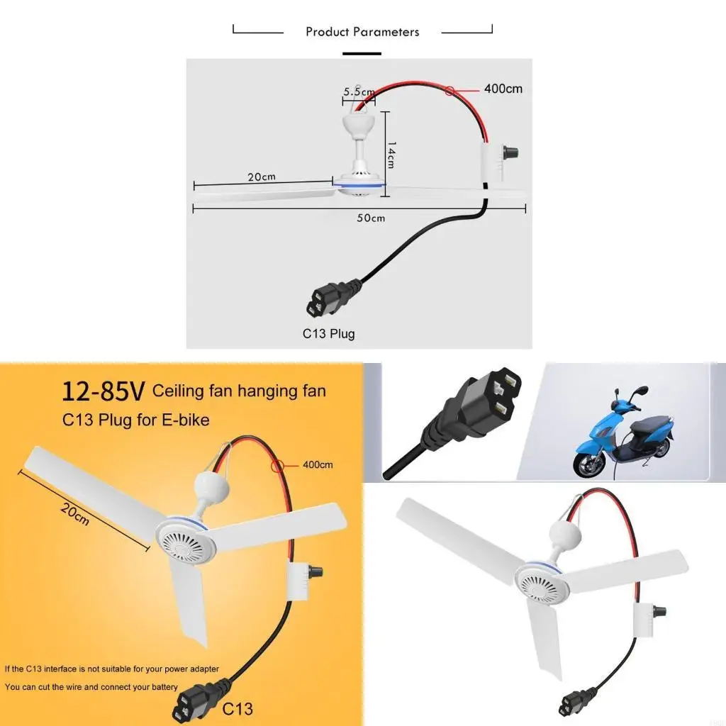 

19QE C13 Plug Vinging Fean Air Cooler Portable Outdoor Canopy Dorm Fean 12V-85V
