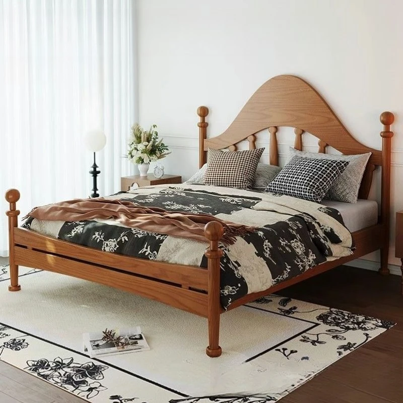 

Solid wood bed French antique retro floor-to-ceiling home modern ash master bedroom double bed