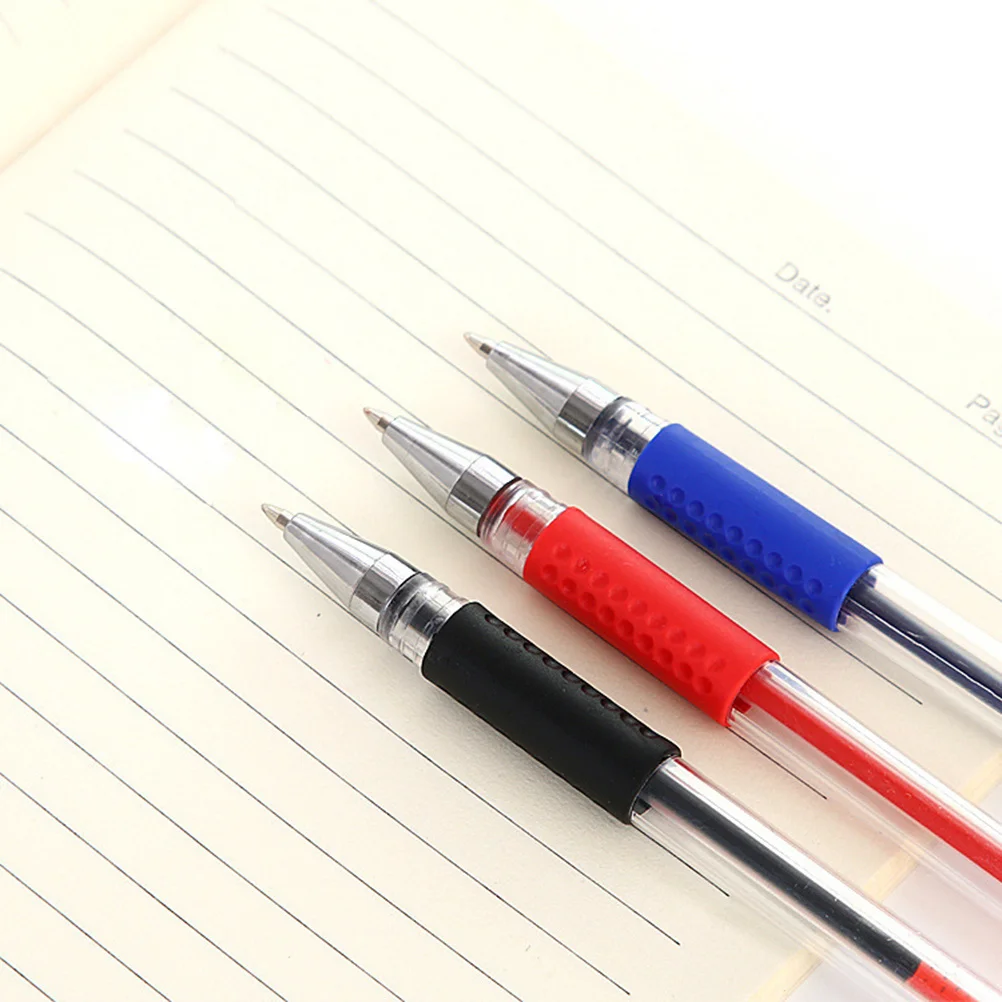 

12Pcs Gel Ballpoint Pens 0.5mm Fin Point Comfortable Grip Minimalist Design for Students Office Home Blue Black Red