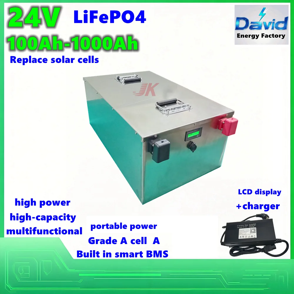 24V can Replace solar cells Bluetooth App LiFePO4 Battery 300Ah  400Ah 500Ah  800Ah 1000Ah with smart BMS Outdoor portable power